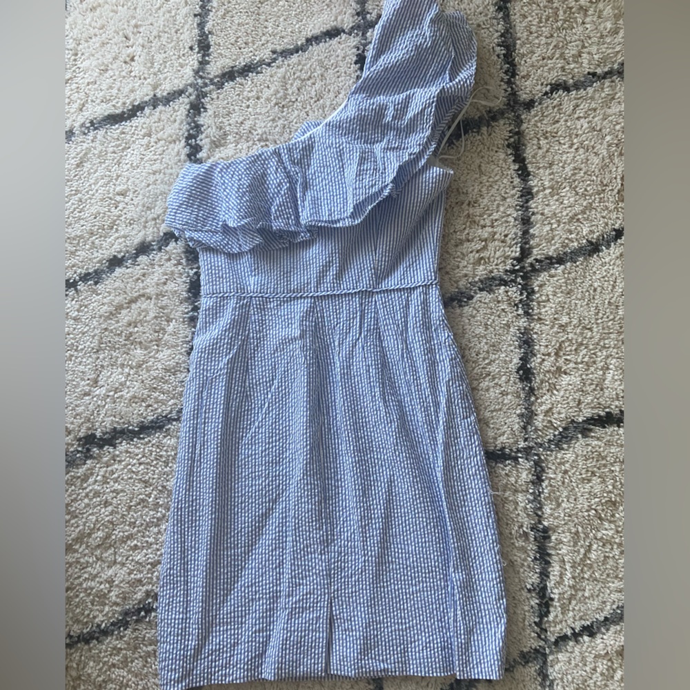 J.Crew seersucker one shoulder dress - Picture 3 of 3